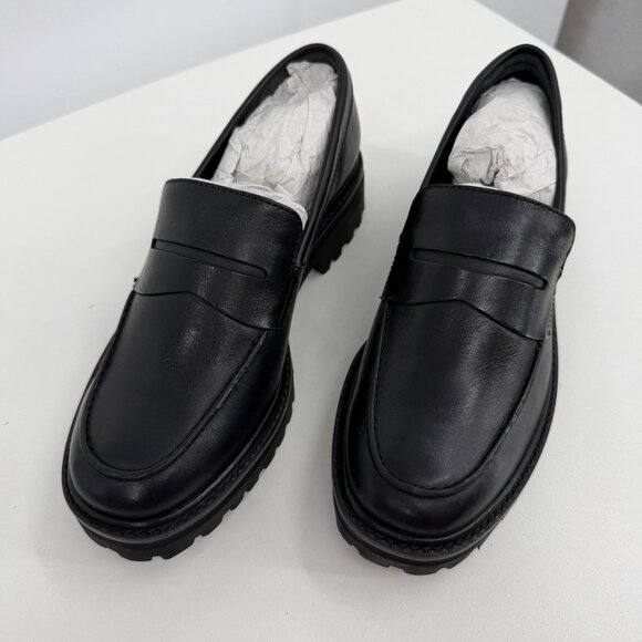 Everlane The Lug Loafer in Black Leather size 9.5 Women's Chunky Heel - Picture 3 of 13